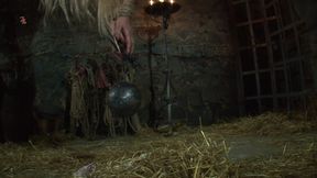 Witch Hangs Upside Down and Gets Drizzled with Black Wax