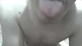 White-skined fat gay masturbating alone in bedroom until he cums on his own belly