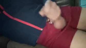 Guy in gym shorts jerks off on webcam while chatting with a coworker
