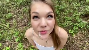 Young cutie gets her pussy pounded in the forest by a muscular stallion