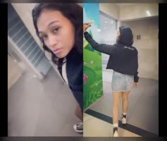 ToriReez - Solo Latina Delights in Public Bathroom