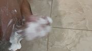 Virgin soaked in soap cums in shower