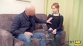 Debt4k. Sexy lassie Alice Klay gets naked and satisfied loan agent like a whore