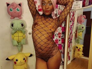 Sexually excited 18yo black LADYKAIYO showing off each curve in a one-piece bodysuit