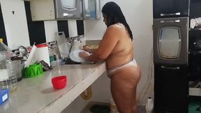 The Chubby Latina Likes to Be an Exhibitionist so the Neighbor Can See Her Ass