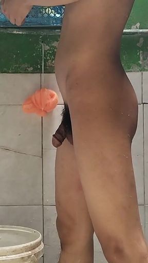 Intake of young hijab bathing while masturbating with the help of dildos until horny.   Clip 1