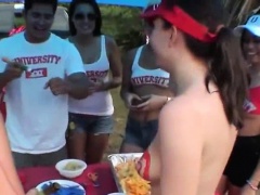 College Girls Flashing Their Tits At A Tailgate Party