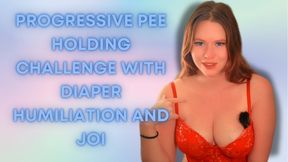 Progressive Pee Holding Challenge with Diaper Humiliation and JOI MP4