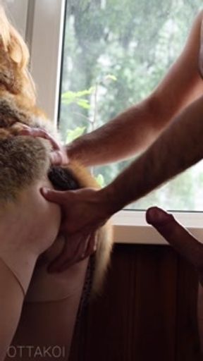 Redhead was fucked in tight ass. High heels. Leather gloves - Otta Koi