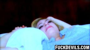 Dahlia screams as black cocks stretch her white pussy
