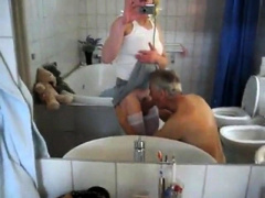 crosdresser having a blowjob by an old guy