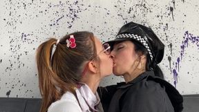 Horny Lesbian Between a Police Officer and a Sensual College Girl