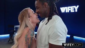 WIFEY Gorgeous Blonde Hotwife Saint LaRose Has Her Very First BBC While Holding Hubby's Hand