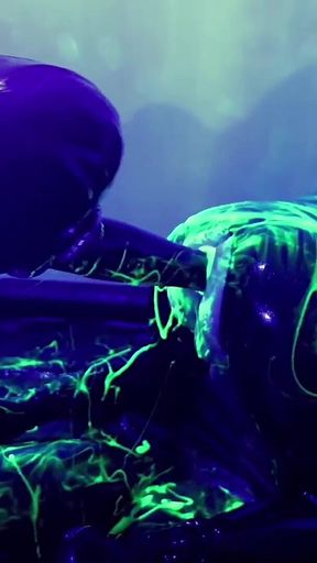 Rubber Double Fisting with Uv Slime