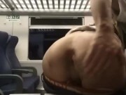 Hot Latin guy playing with his ass on a public train