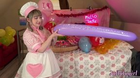 Patisserie Peach Sensually Inflates Your Birthday Balloons - looner girl - cosplay - balloon blow fetish - Inflatagirl