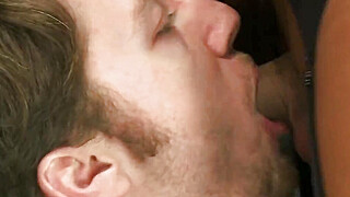 Shemale banker rides client in cowgirl