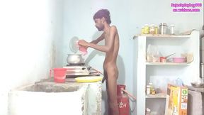 Rajeshplayboy993 cooking aalu curry and masturbating dick