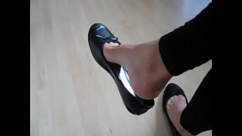 black leather sabrinas, shoeplay and dangling by Isabelle-Sandrine