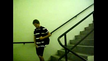 college boy stairwell jerk off