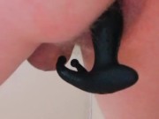 Masturbating with prostate vibrator