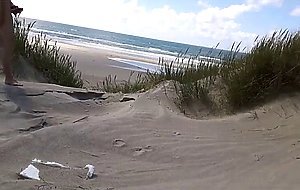 Exhibtionist jerking at the beach again