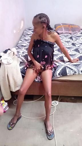 Hot Teen Masterbating in Sexy Dress and Teasing Stepdaddy