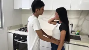 Latin couple is surprised by their stepfathers while they were fucking hard.