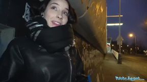 Public agent's big cock gets hard after a public blowjob in Czech
