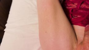 blonde beauty lola fae cuffs, blindfolds & fucks petite trans cutie with huge strapon