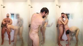threesome shower sex with stunning babe lovely lo