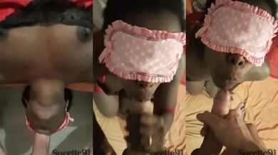 French Amateur Black Ebony Girl Sucks Big Cock And Gets Facial Cumshot Gushing Mess