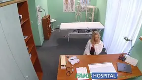 Nurse gets a sloppy fellatio and pounded erect in doggy style