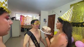 we celebrated my old perverted stepdad s birthday, look what we did!