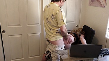 stepmom fucked in the office while working