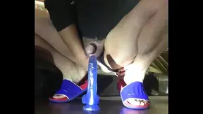 Guy Masturbates with Dildo While Crowd Watches Intensely