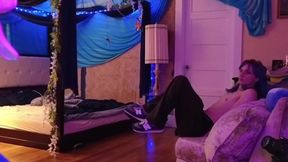 Trans man muscle bulge workout ruined by vibrator orgasm