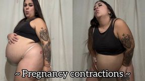 Contractions and breathing of a pregnant woman