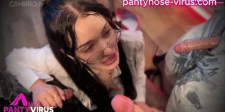 Office secretary Adria Nite gets a facial from multiple guys in a gangbang fantasy