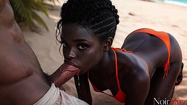 My coworker begged me to fuck her right there on the beach during a business trip while her husband was trying to call her [Ai]