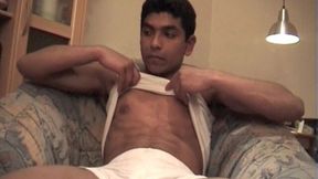 Fido displaying his exotic muscles on his own