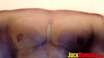 Muscled hunk bound and tormented with edging and rough oral