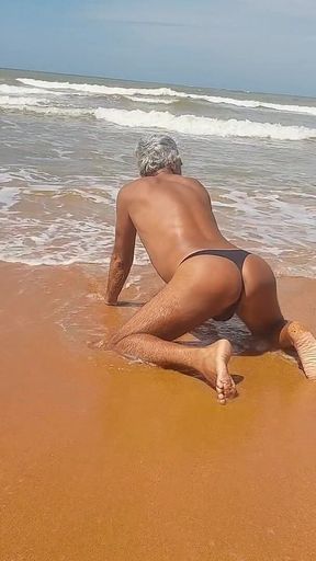 Ladysilva on the Beach in Panties Tanning Her Hot Ass