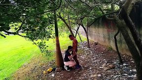 Dando pra um pauzudo na trilha quando apareceu mais um, acabei ganhando leite de todos - FULL RED