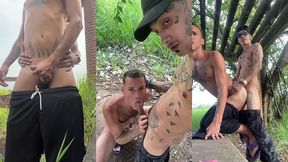 sexo ao ar livre com dois malokas heteros amador