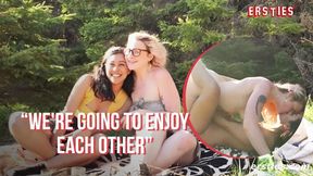 Lesbian duo Hanna and Jin get dirty outdoors; hot lesbian sex and butt&#x1F351; play ensues.