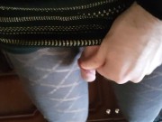 Boy Jerking Big Cock during work. Handjob Crossdresser on Lingerie.