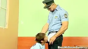 Police Officer Anal Breeds Skinny Latin And Facializes Him