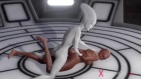 Sexy sci-fi shemale alien fucks black girl in the space station