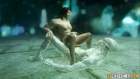 Beast Takes Warriors Virginity in Fiery Cave Fantasy Fuck Fest